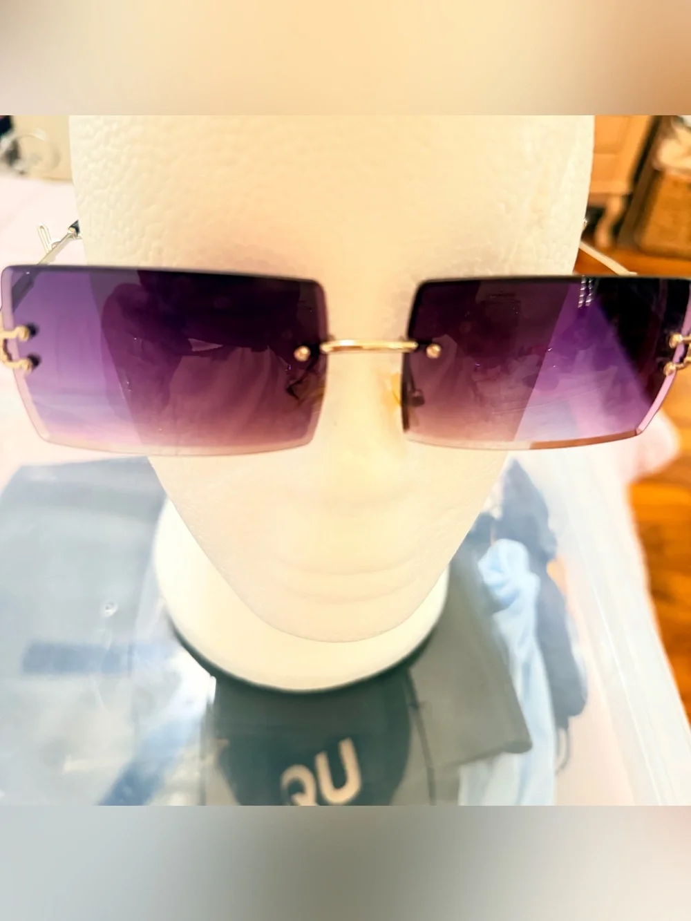 Purple Rimless Square Sunglasses - Women's Fashion Accessory